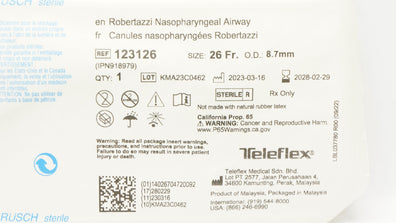 Teleflex 123126 Rusch Robertazzi Nasopharyngeal Airway 26Fr x 8.7mm OD